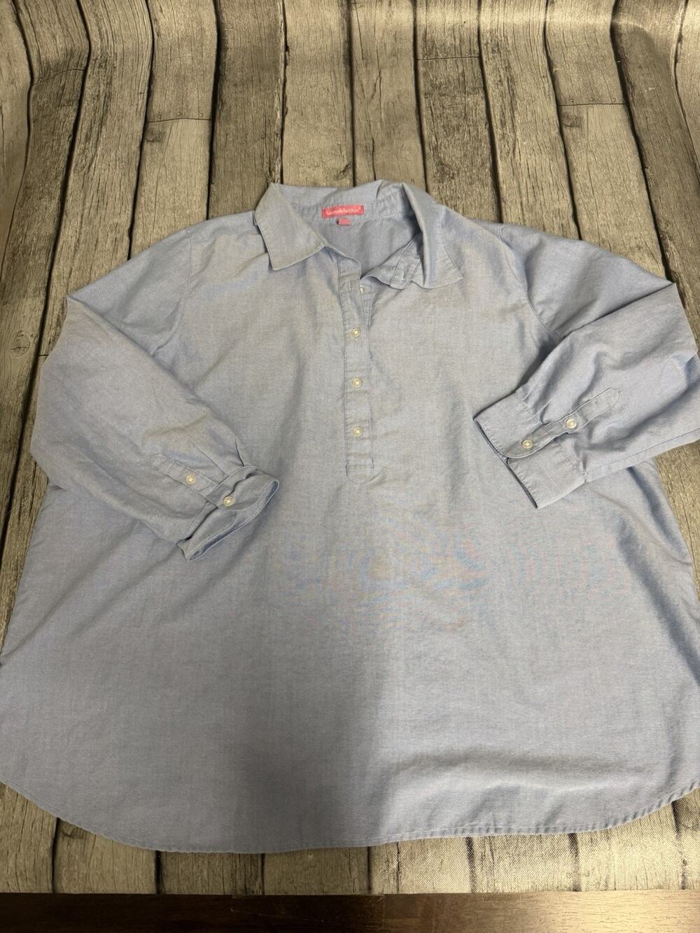 Women’s Woman Within Chambray Tunic Top 1X Lightweight 3/4 Sleeve